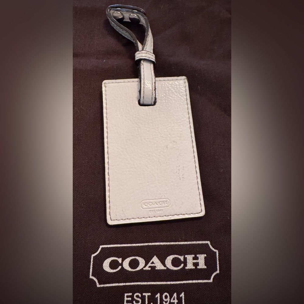 Coach White Leather Luggage Tag